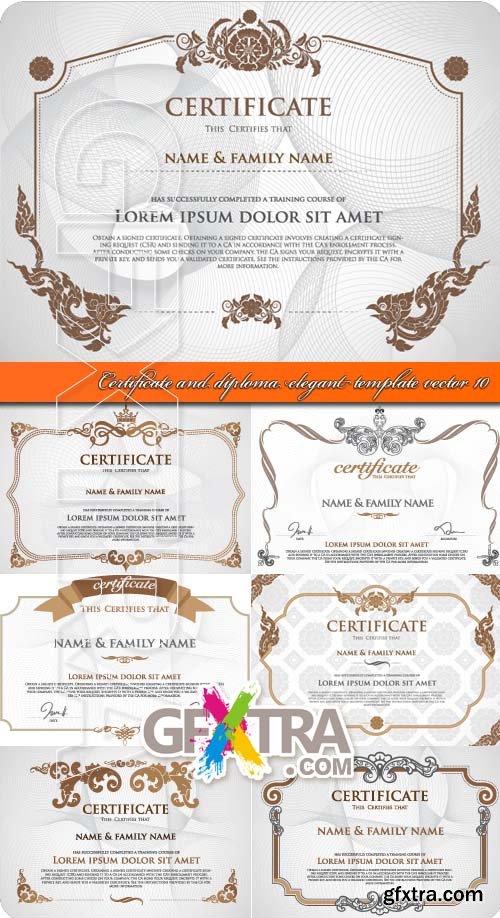 Certificate and diploma elegant template vector 10