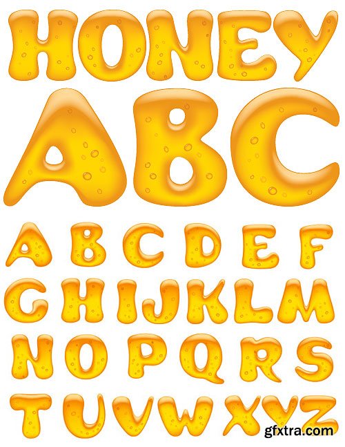 Honey Jel Alphabet Capital Letters 6xEPS