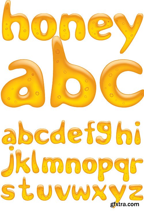 Honey Jel Alphabet Small Letters 4xEPS