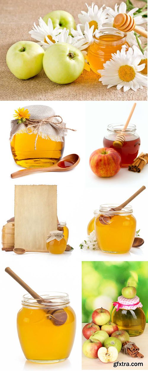 Honey Jar with Woodstick and Apples 7xJPG