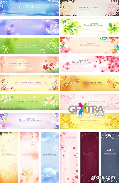 Set of flower banners