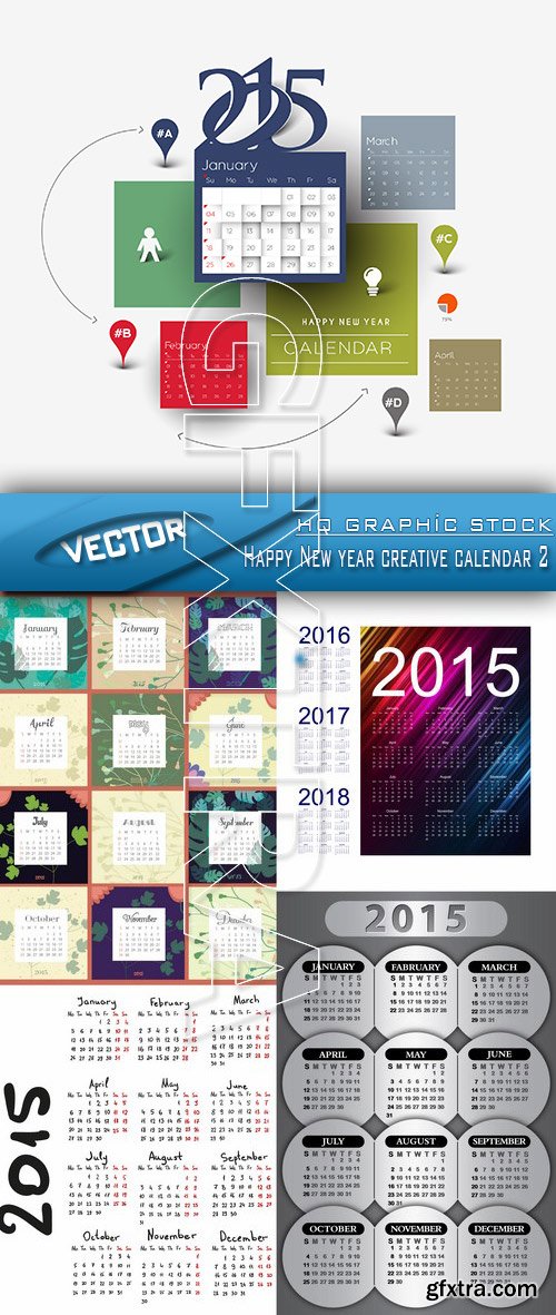 Stock Vector - Happy New year creative calendar 2