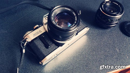 Vintage Camera with Lens - CreativeMarket 76420