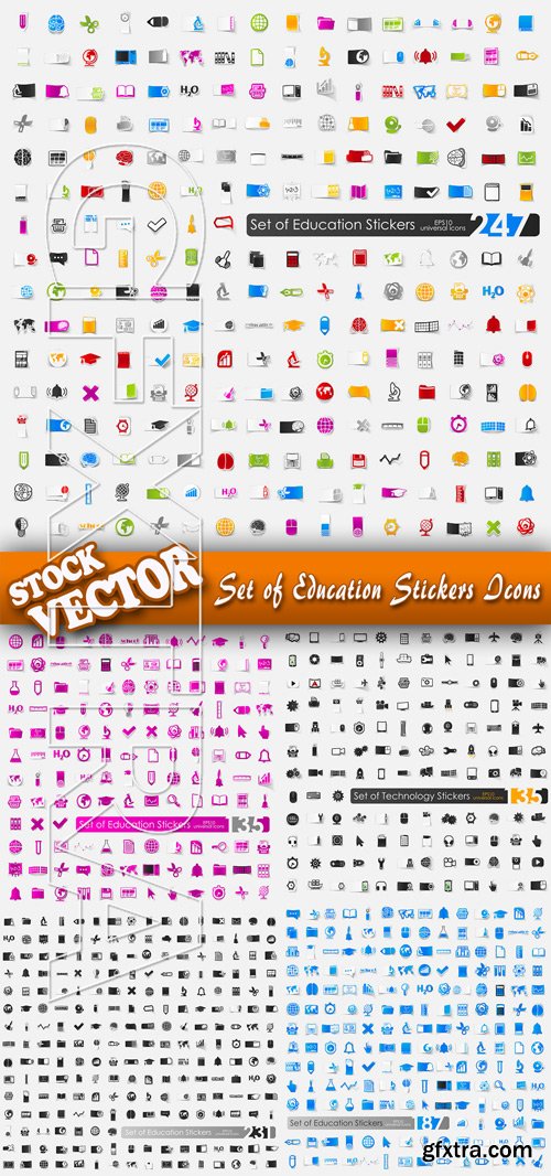 Stock Vector - Set of Education Stickers Icons