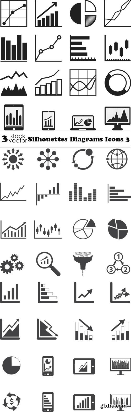 Vectors - Silhouettes Diagrams Icons 3