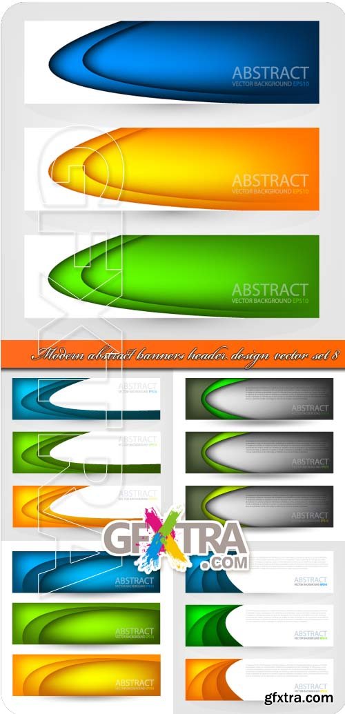 Modern abstract banners header design vector set 8