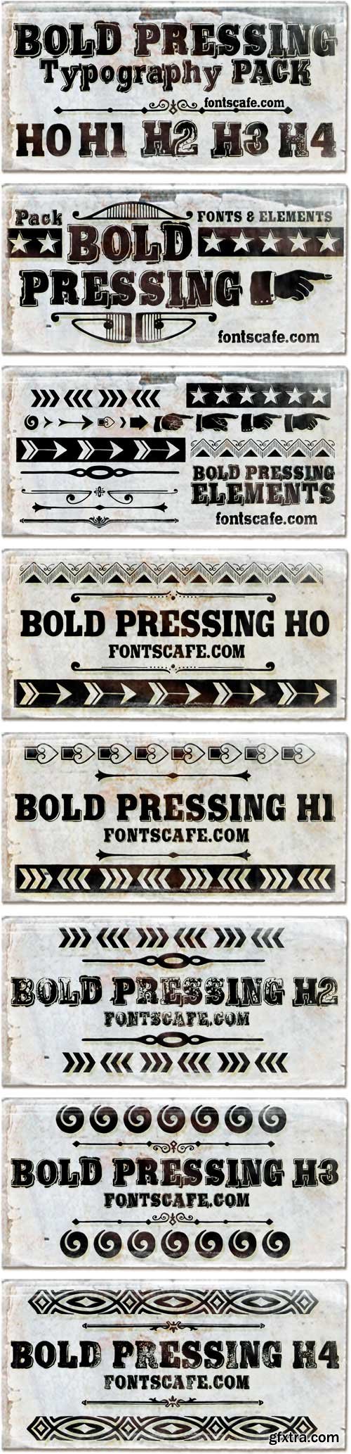 Bold Pressing Pack Font Family - 7 Fonts for $233