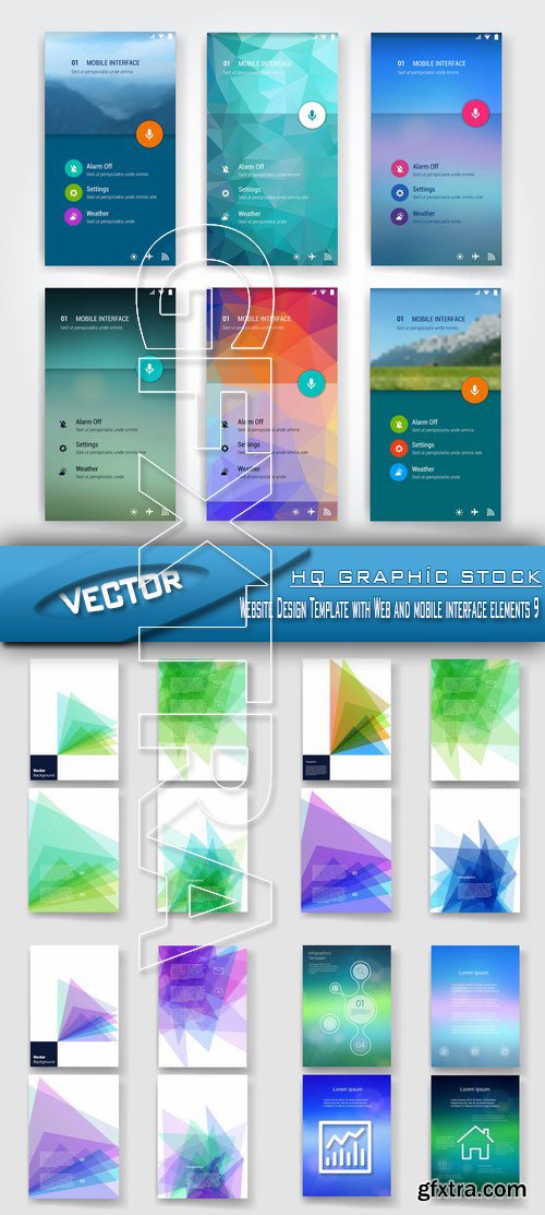 Stock Vector - Website Design Template with Web and mobile interface elements 9