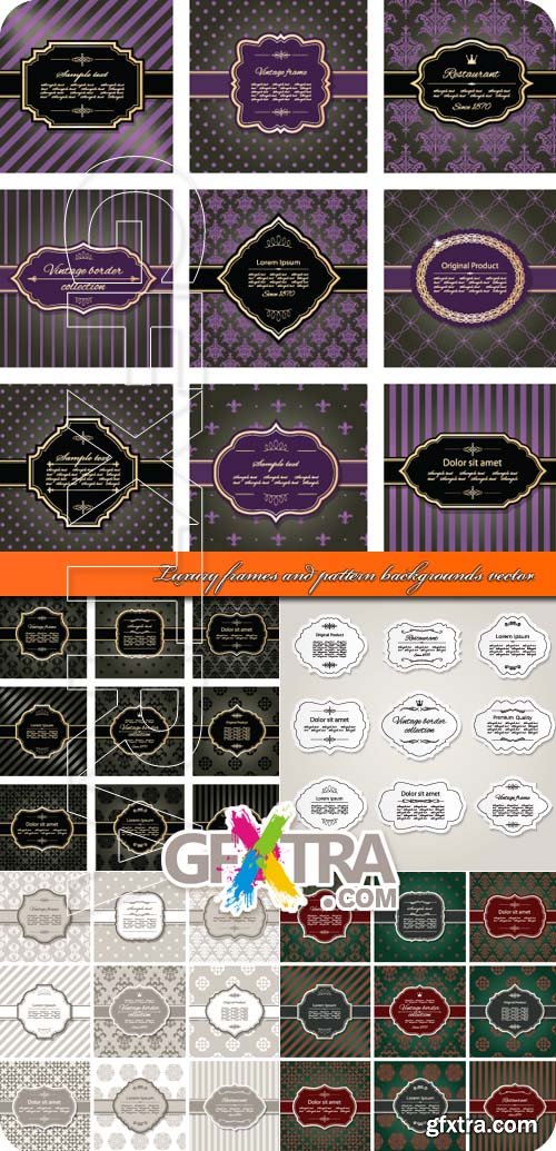 Luxury frames and pattern backgrounds vector