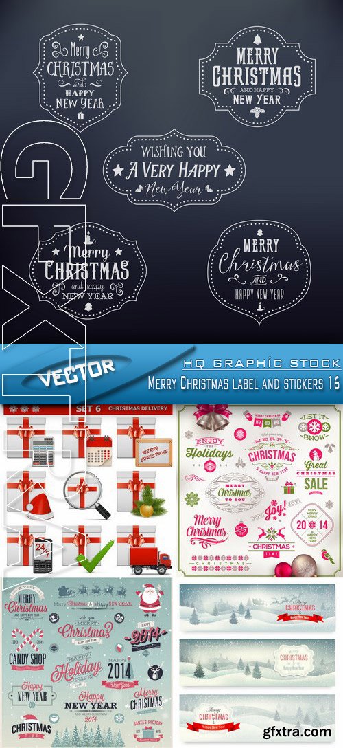 Stock Vector - Merry Christmas label and stickers 16