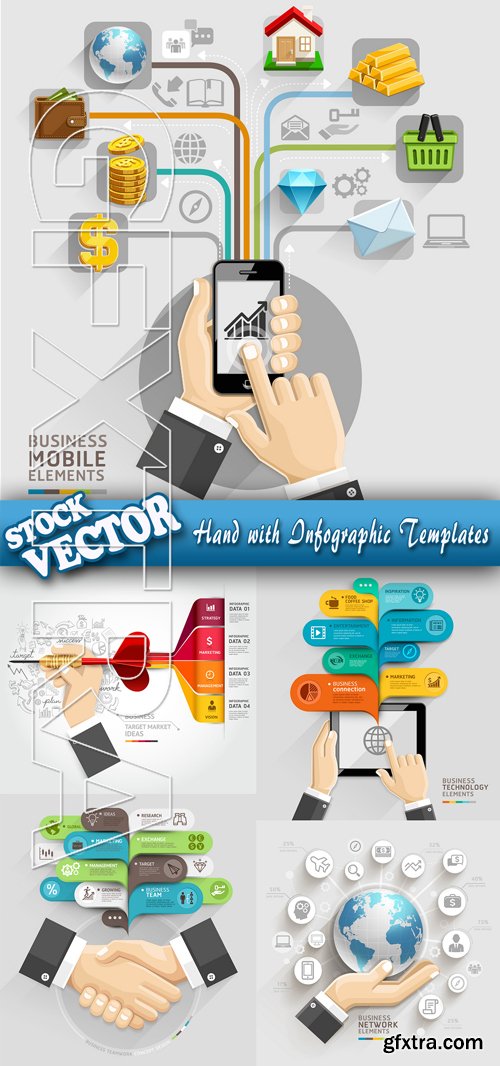 Stock Vector - Hand with Infographic Templates
