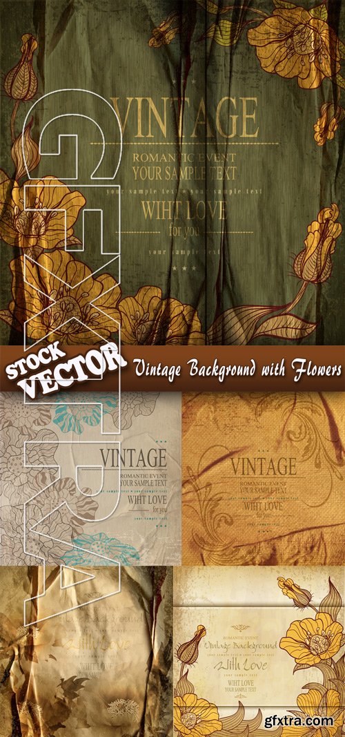 Stock Vector - Vintage Background with Flowers