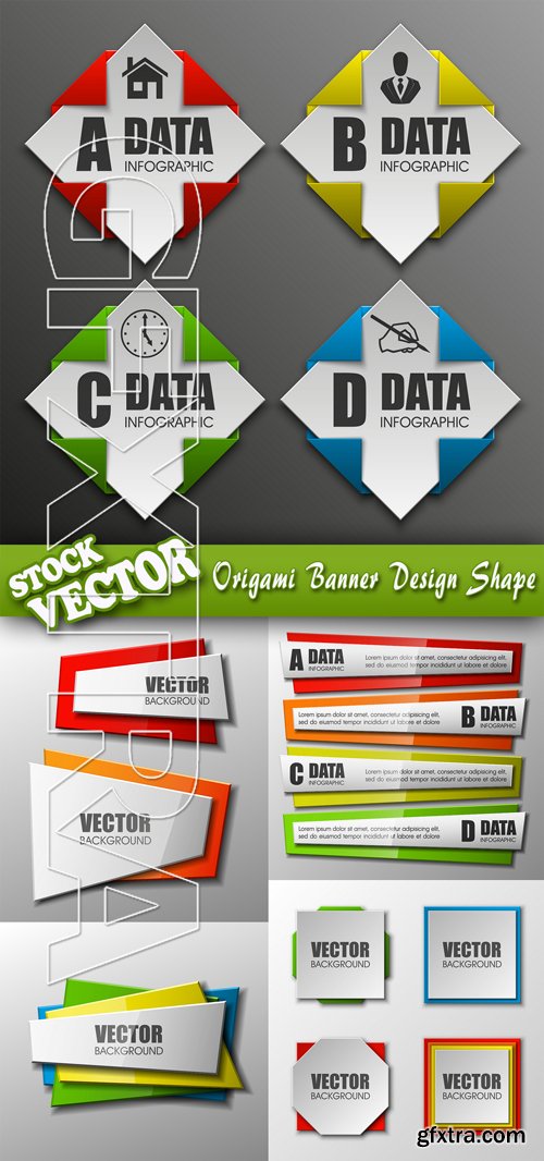 Stock Vector - Origami Banner Design Shape