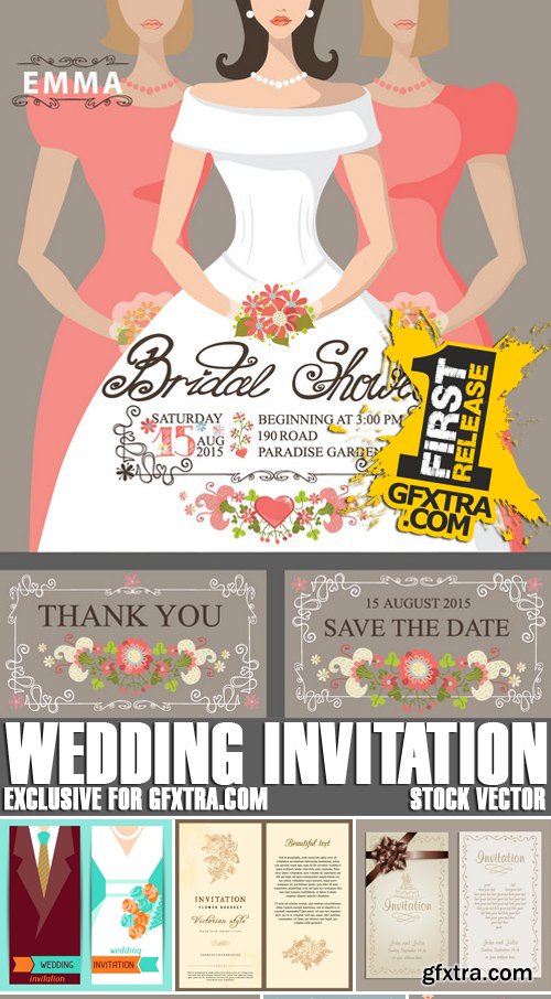 Stock Vectors - Wedding Invitation, 25xEPS