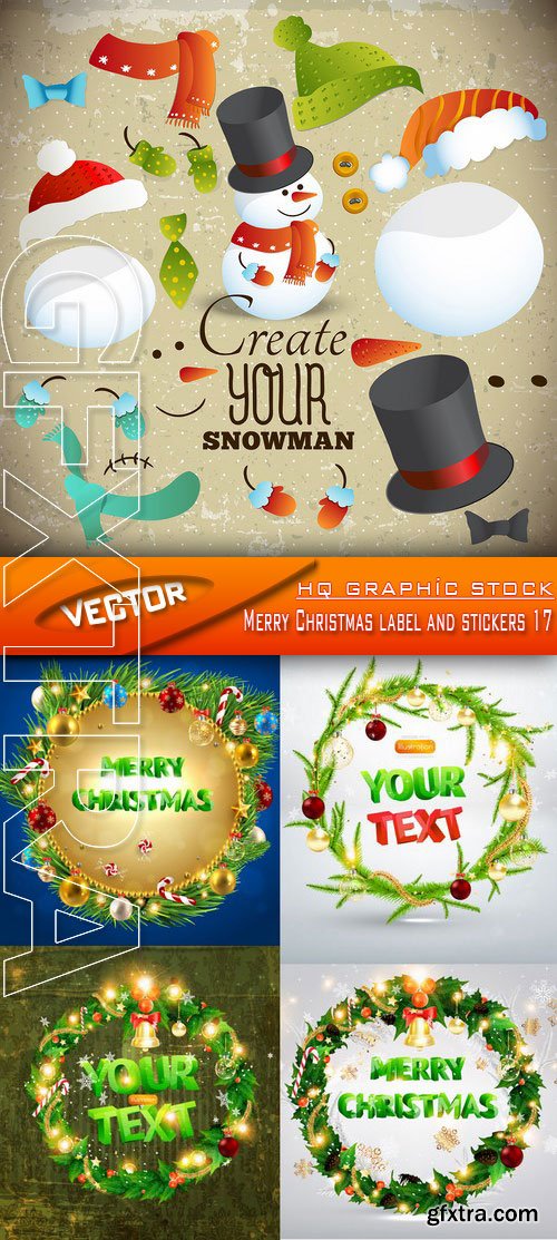 Stock Vector - Merry Christmas label and stickers 17