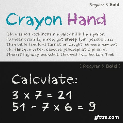 Crayon Hand Font Family - 2 Font $42