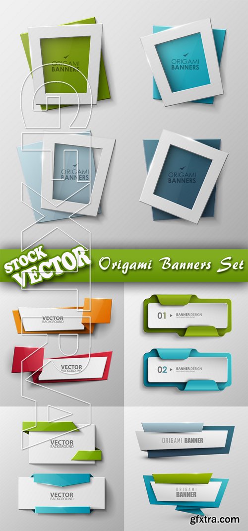 Stock Vector - Origami Banners Set