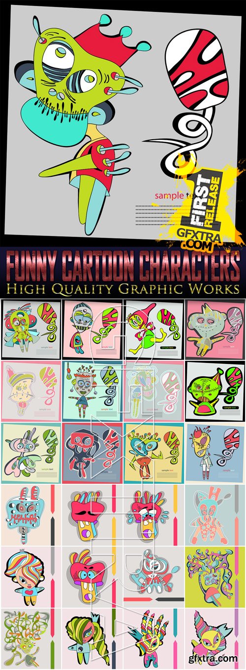 Funny Cartoon Characters, 25 EPS