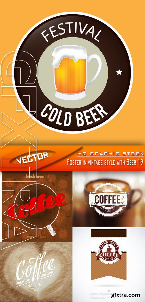 Stock Vector - Poster in vintage style with Beer 19