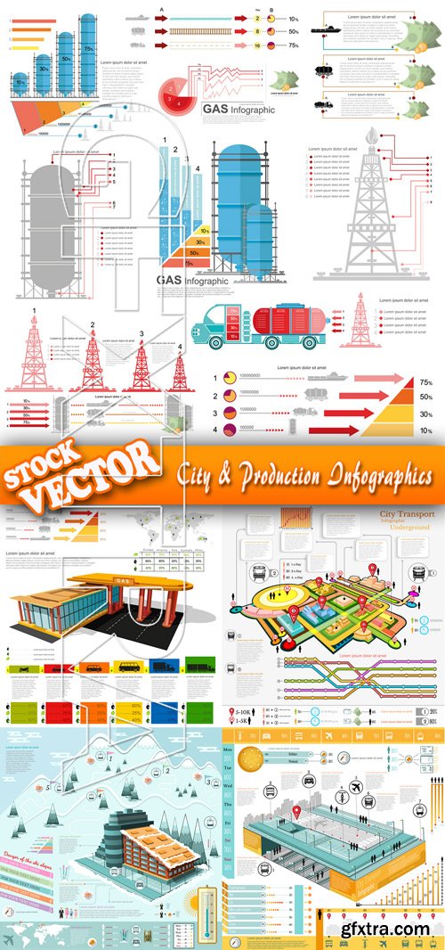 Stock Vector - City & Production Infographics