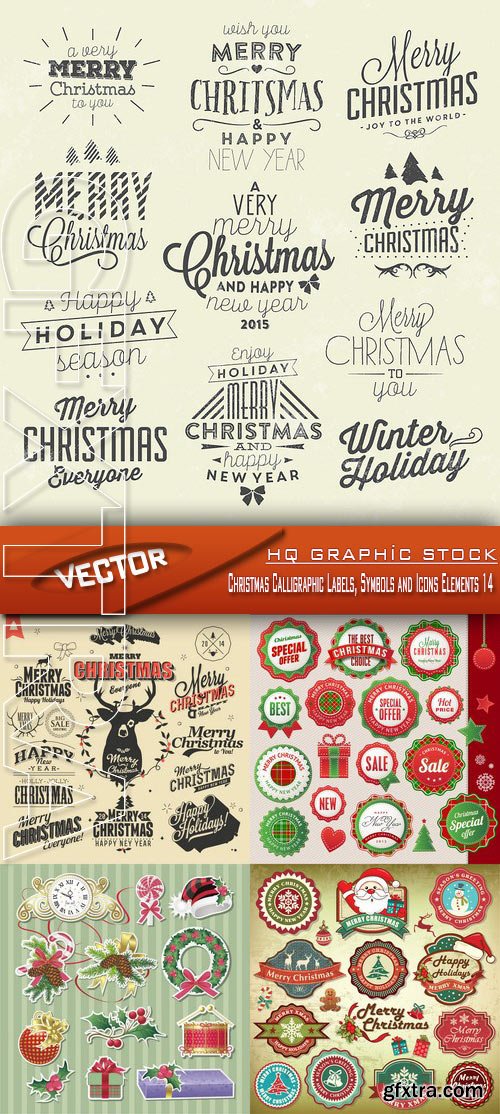 Stock Vector - Christmas Calligraphic Labels, Symbols and Icons Elements 14