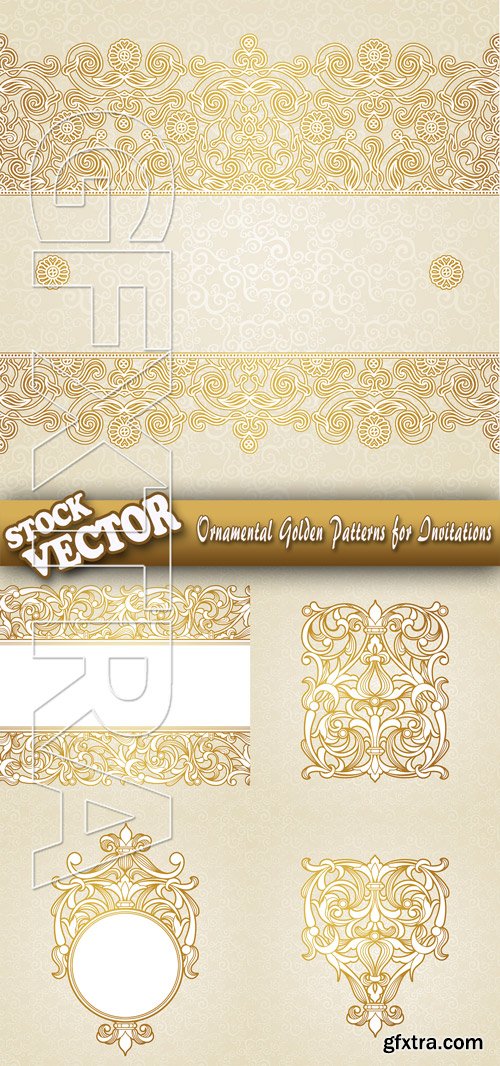 Stock Vector - Ornamental Golden Patterns for Invitations