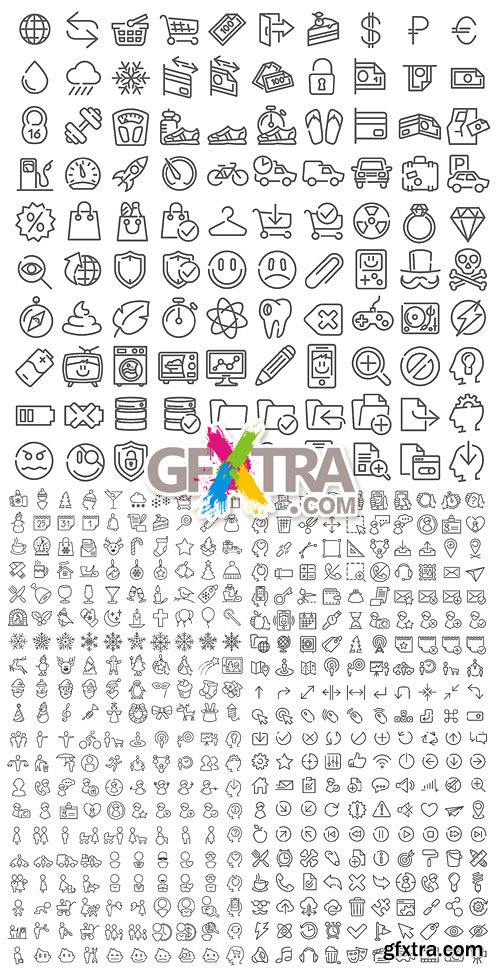 500 vector line icons for web design