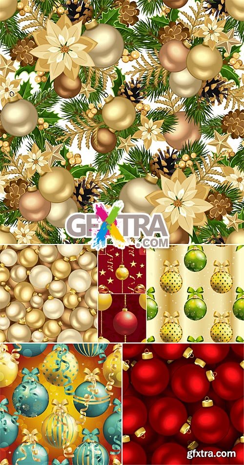 New Year seamless pattern with balls