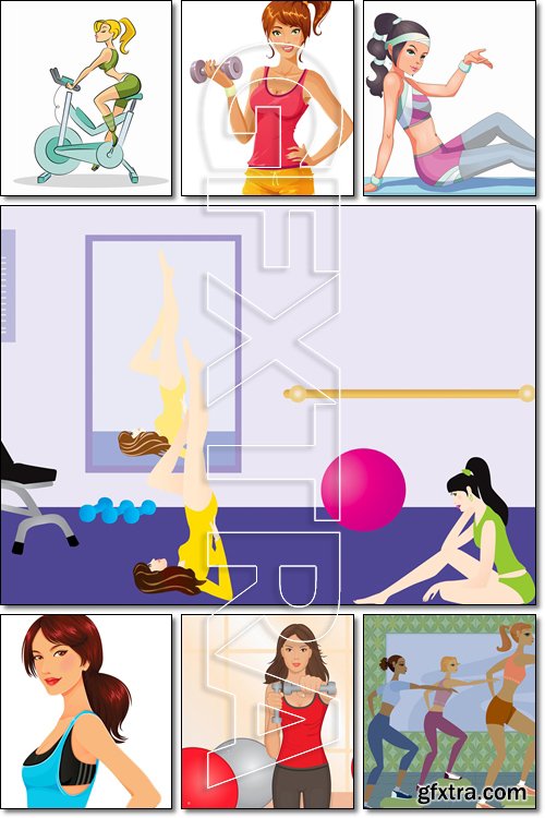 At the Gym, Woman fitness - Vector