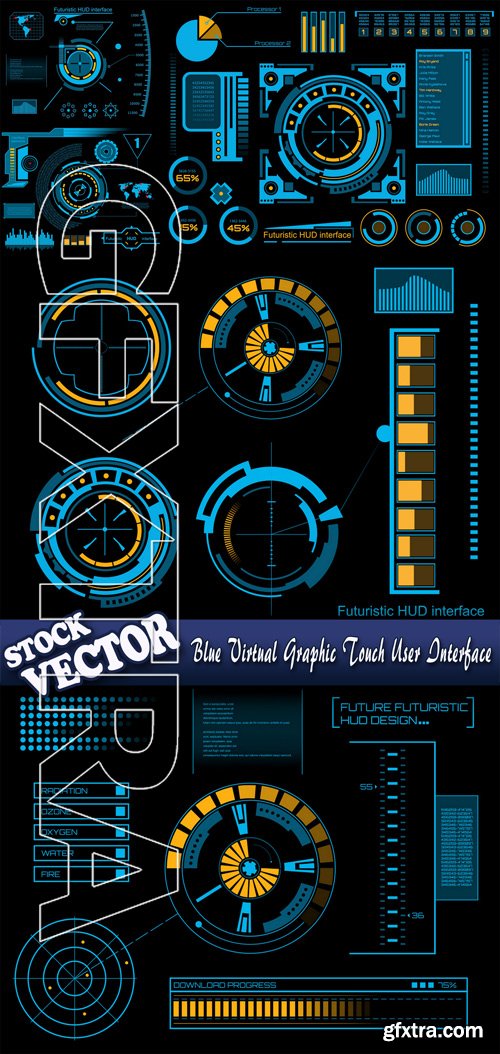 Stock Vector - Blue Virtual Graphic Touch User Interface