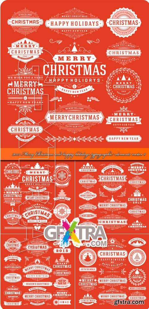 2015 Merry Christmas and happy holidays typographic elements vector 8