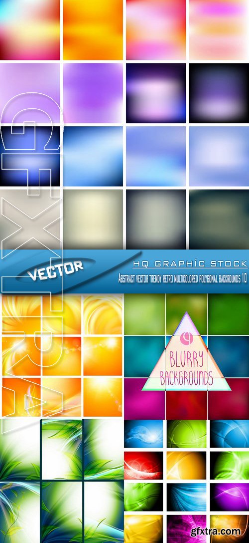 Stock Vector - Abstract vector trendy retro multicolored polygonal backrounds 10