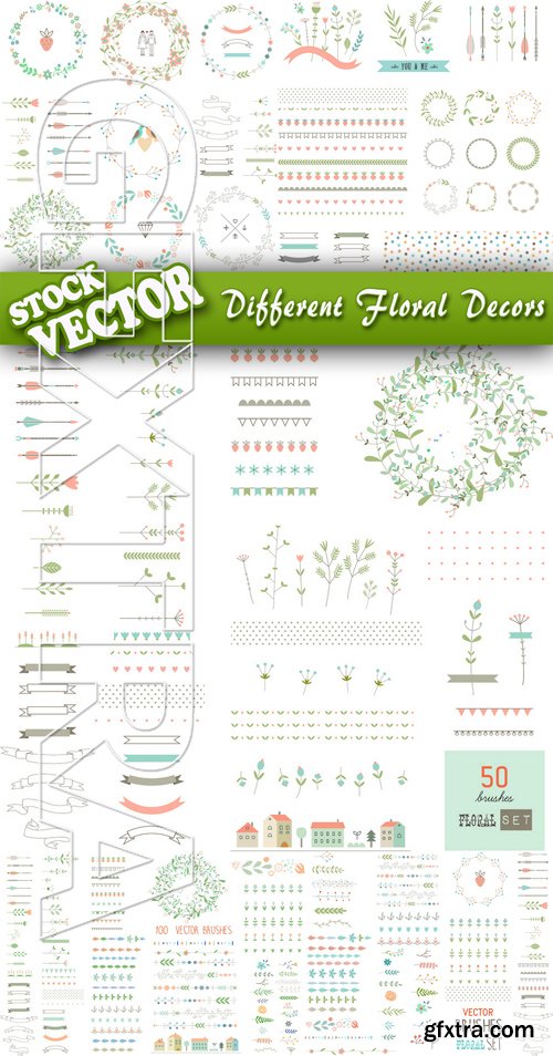 Stock Vector - Different Floral Decors