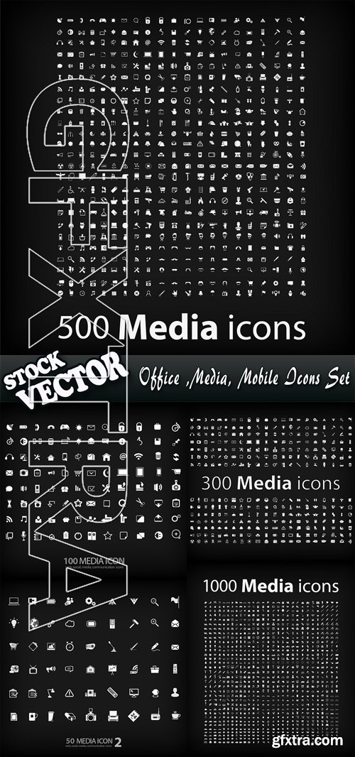 Stock Vector - Office ,Media, Mobile Icons Set