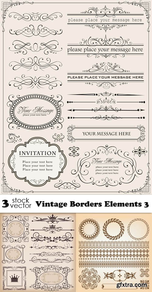 Vectors - Vintage Borders Elements 3