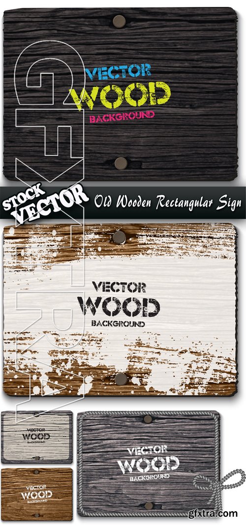 Stock Vector - Old Wooden Rectangular Sign