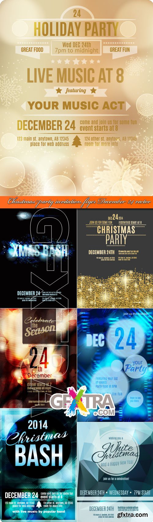 Christmas party invitation flyer December 24 vector