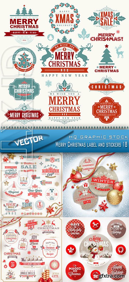Stock Vector - Merry Christmas label and stickers 18