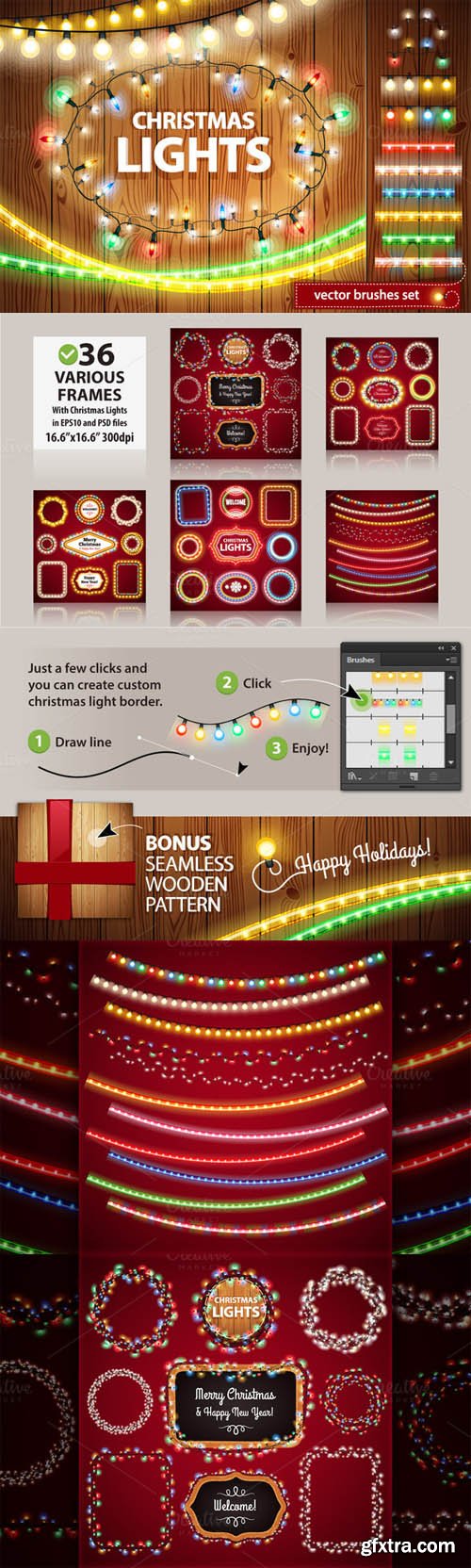 CreativeMarket - Christmas Lights Decorations Set 111164
