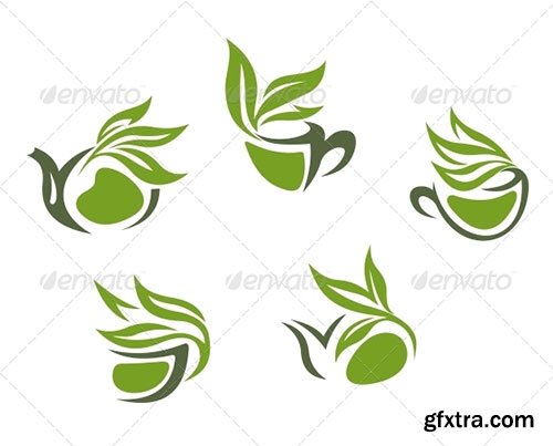 GraphicRiver - Green Herbal Tea Symbols