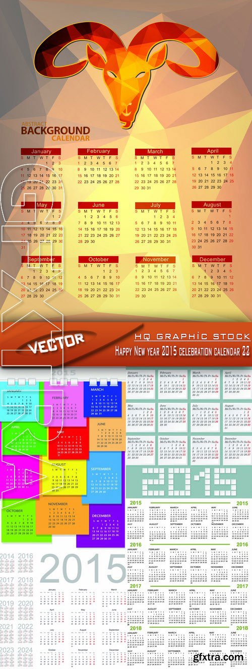Stock Vector - Happy New year 2015 celebration calendar 22