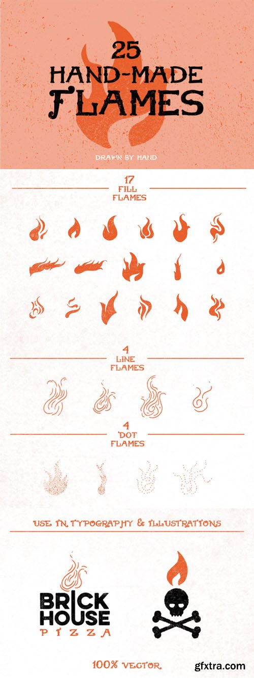 25 Hand-Made Flames - Creativemarket 52226