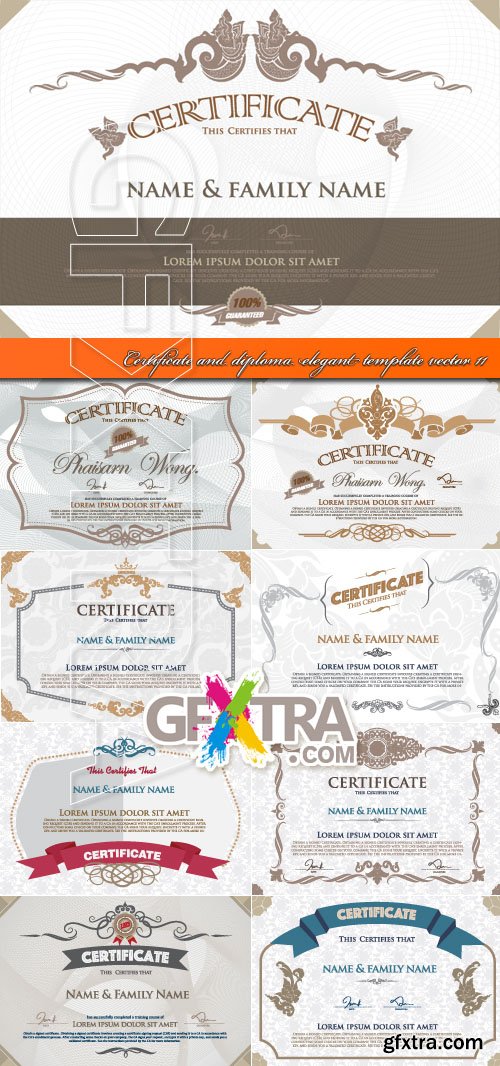 Certificate and diploma elegant template vector 11
