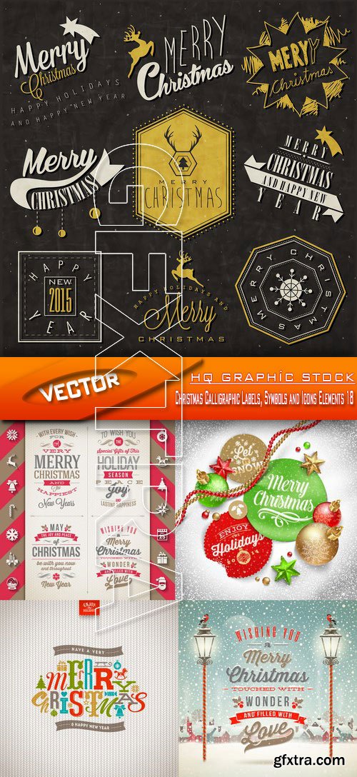 Stock Vector - Christmas Calligraphic Labels, Symbols and Icons Elements 18