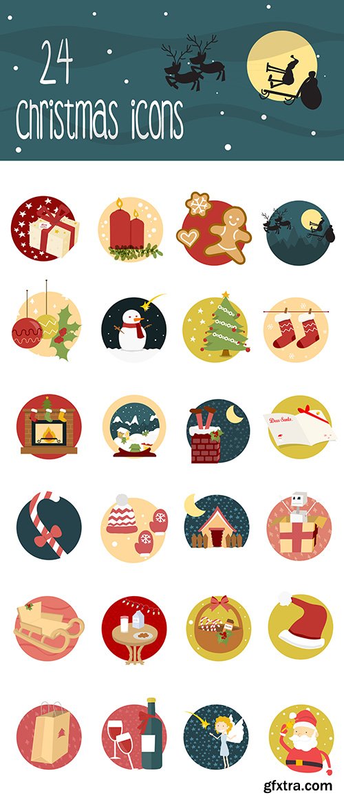 Round Christmas And New Year 2015 Icons