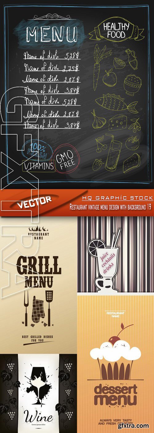 Stock Vector - Restaurant vintage menu design with background 19