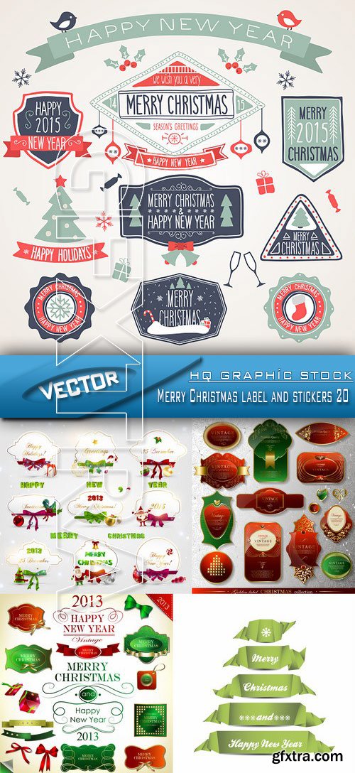 Stock Vector - Merry Christmas label and stickers 20