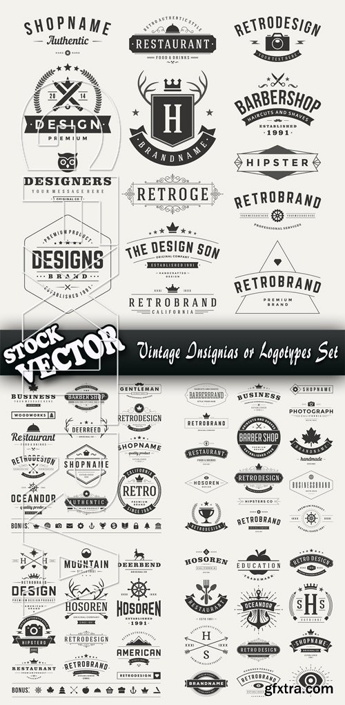 Stock Vector - Vintage Insignias or Logotypes Set