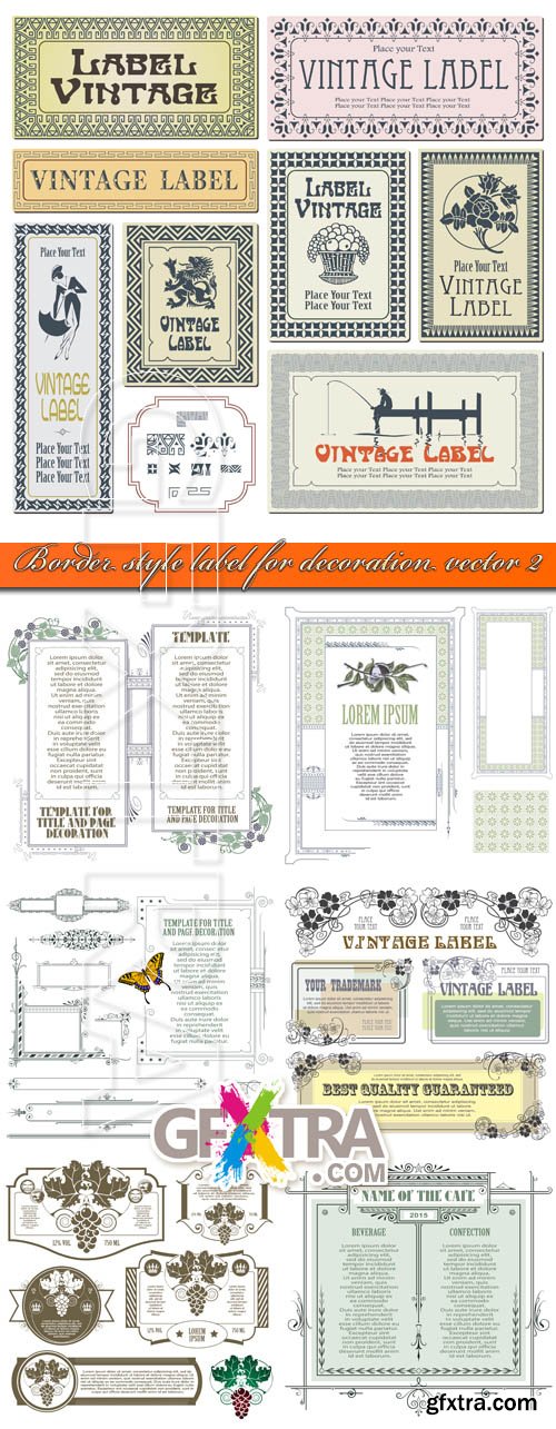 Border style label for decoration vector 2