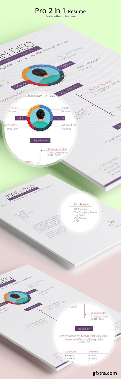 PSD Sources - Pro 2 in 1 Resume - Coverletter